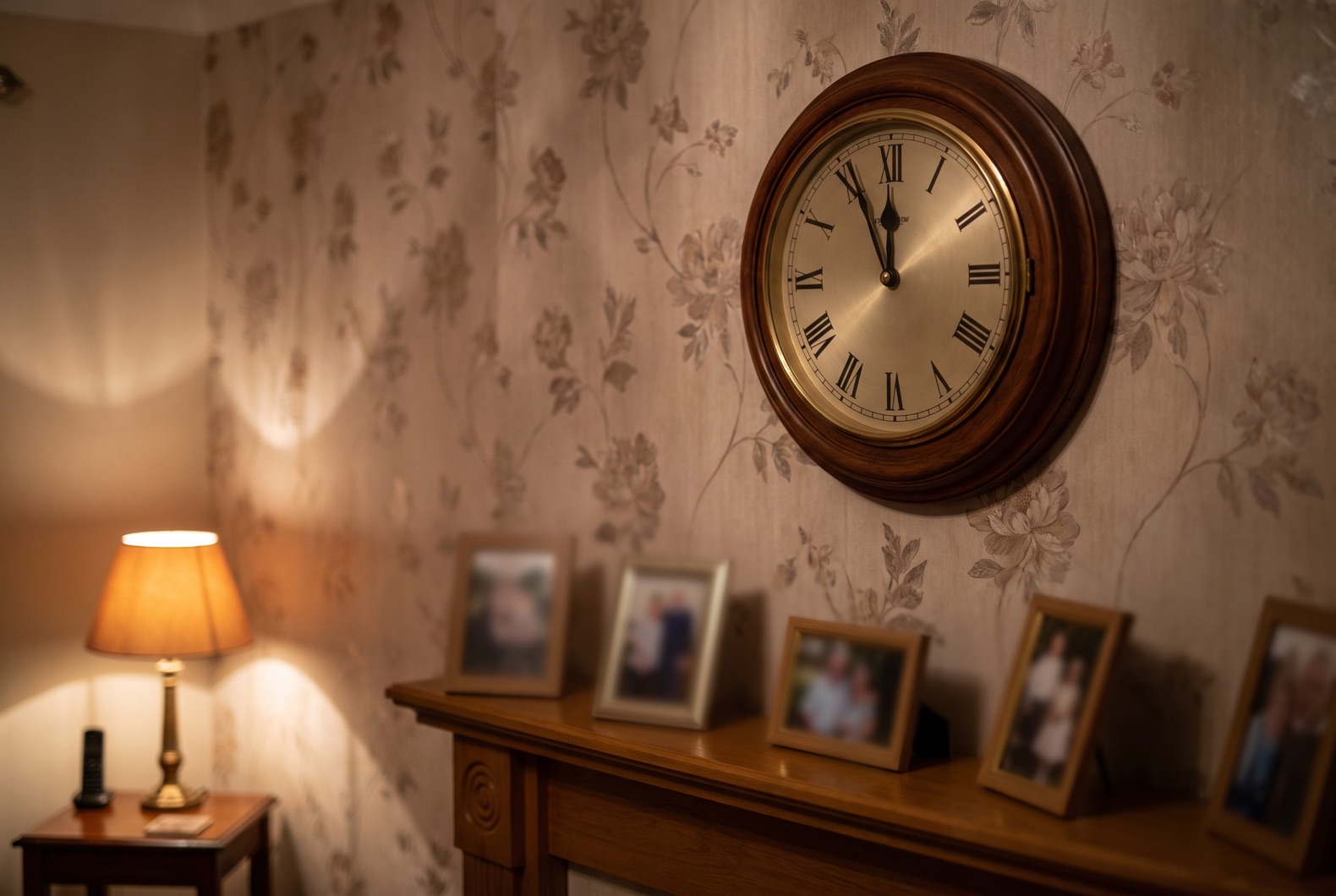 Wall clock showing late evening approaching midnight